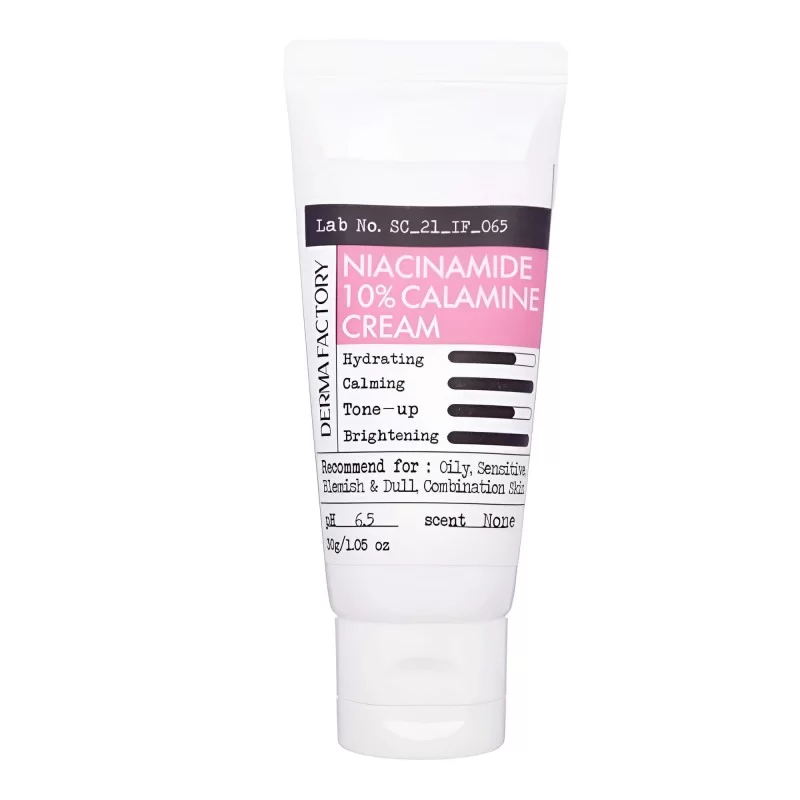 Derma Factory - Niacinamide 10% Calamine Cream - Протизапальний та себорегулюючий крем - 30 г