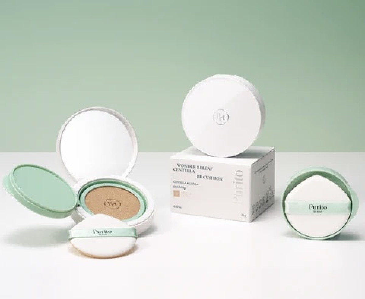 PURITO - Seoul Wonder Releaf Centella BB Cushion 23 Natural Beige Purito - BB-кушон з центеллою, 15 г+ 15 г