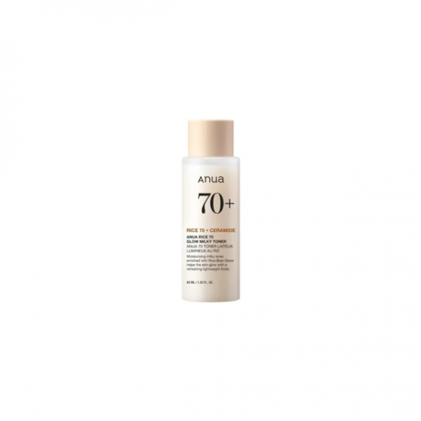 ANUA - Rice 70 Glow Milky Toner - Живильний тонер на основі рисової води для сяяння шкіри, 40 мл.