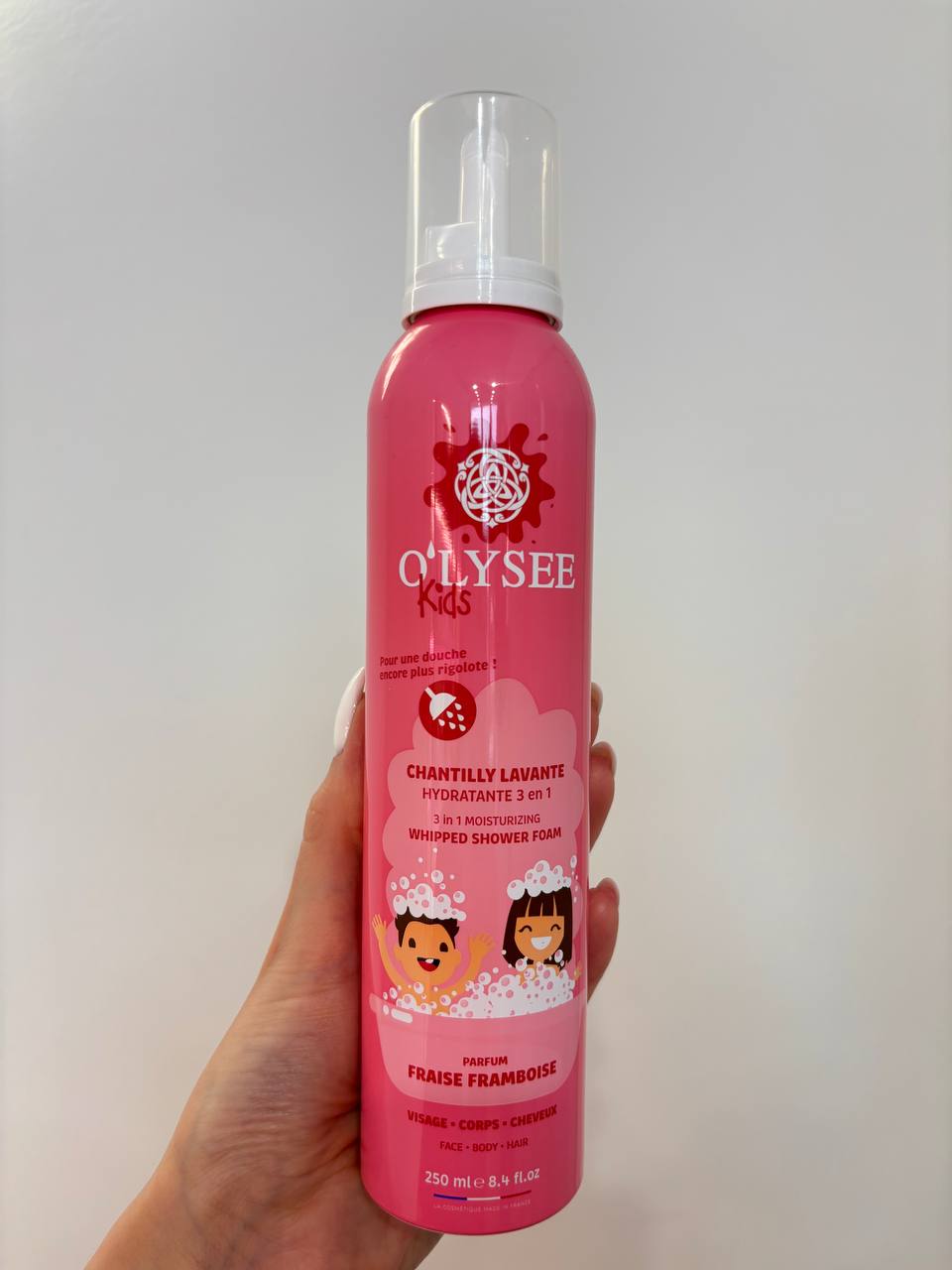 O'LYSEE - Kids Chantilly Lavante Hydratante 3 en 1 Fraise Framboise - Зволожувальна пінка для душу 3 в 1 для дітей «Полуниця та малина» - 250 мл