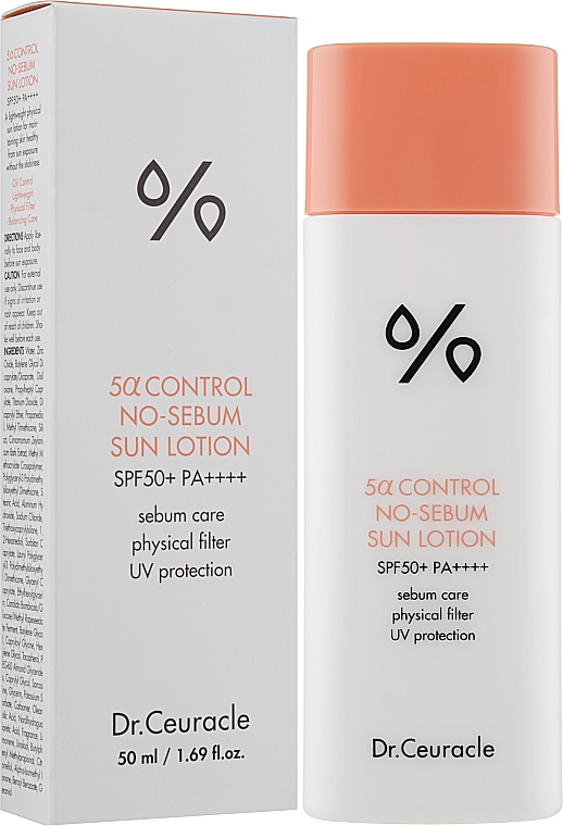 Dr.Ceuracle - 5α Control No-Sebum Sun Lotion SPF 50 – матуючий себорегулюючий сонцезахисний лосьйон, 50 мл.