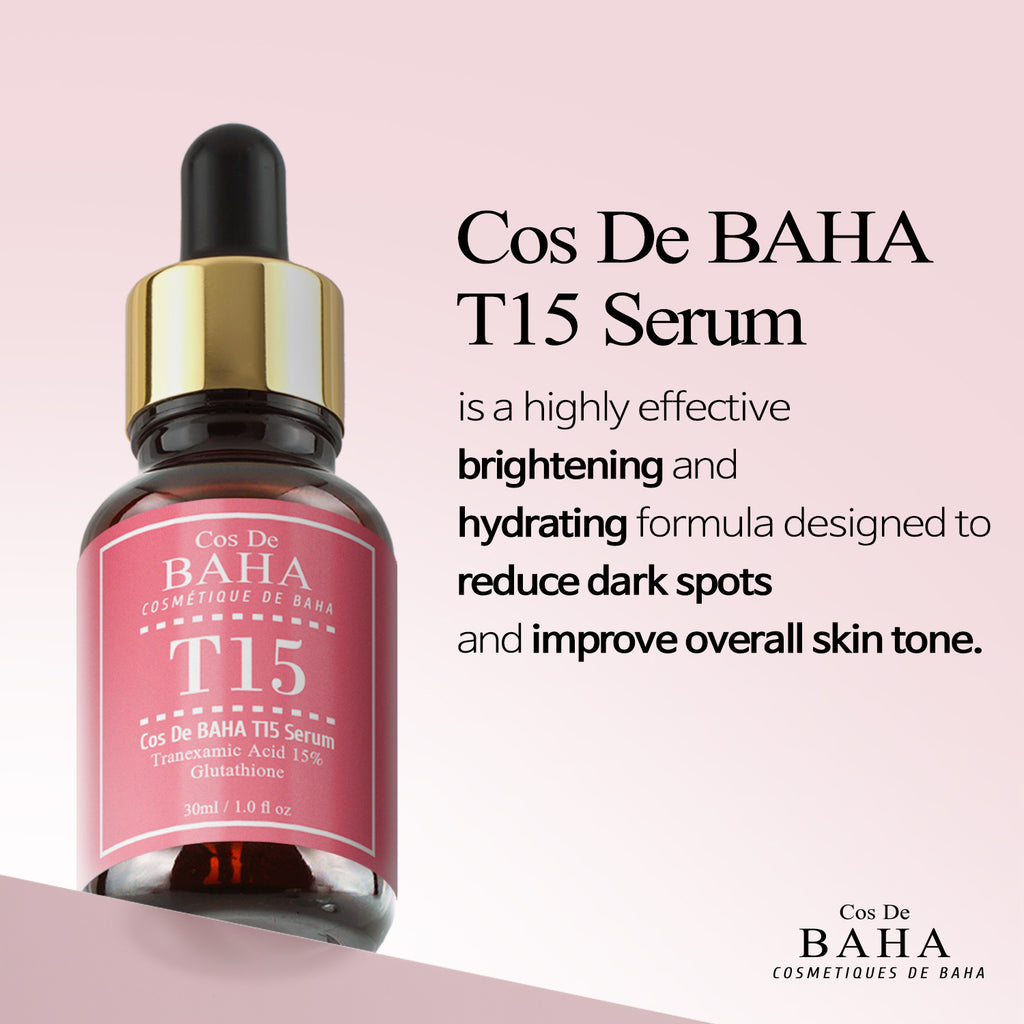 COS DE BAHA T15 Освітлююча сироватка з транексамовою кислотою 15% та глутатіоном, 30 мл.