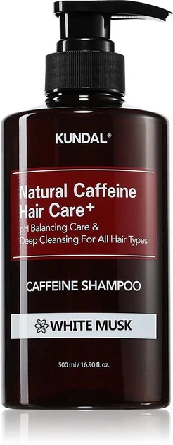 Kundal - Natural Caffeine & Intensive Scalp Care Shampoo White Musk - Шампунь проти випадіння волосся "Білий Мускус" - 500мл