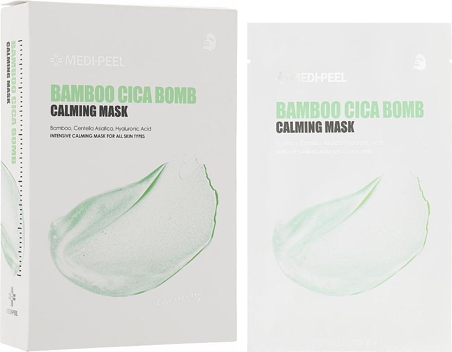 Medi-Peel - Bamboo Cica Bomb Calming Mask, заспокійлива тканинна маска з бамбуком та центелою, 25 мл