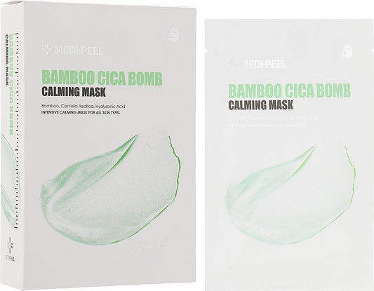 Medi-Peel - Bamboo Cica Bomb Calming Mask, заспокійлива тканинна маска з бамбуком та центелою, 25 мл