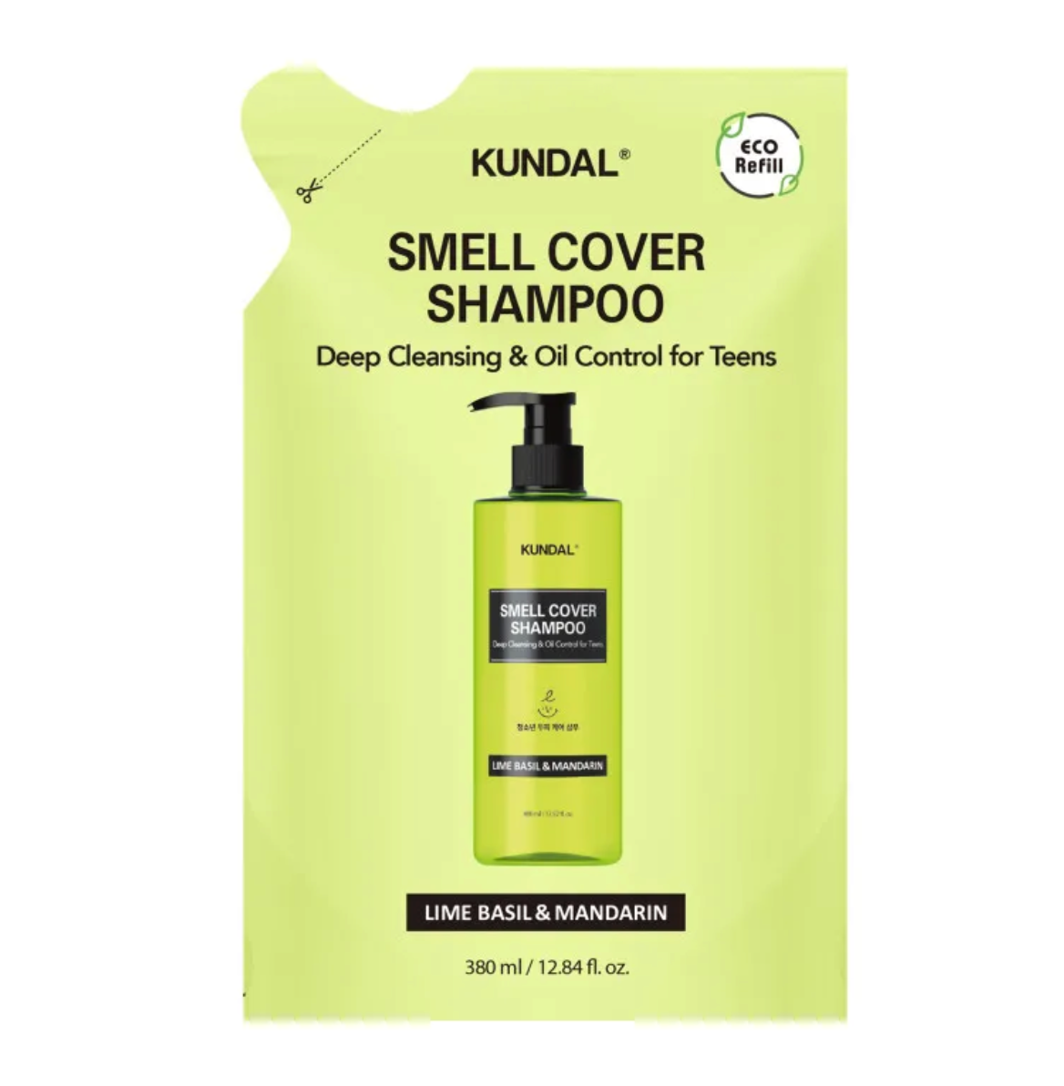 Kundal - AllDay Smell Cover Teens Shampoo Refill Lime Basil&Mandarin - Рефіл шампуню для підлітків "Лайм, Базилік & Мандарин" - 380мл