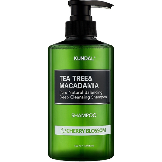 Kundal - Tea Tree & Macadamia Deep Cleansing Shampoo Cherry Blossom - Шампунь балансуючий із чайним деревом для жирної шкіри голови "Вишневий Цвіт" - 500мл
