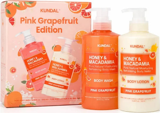 Kundal - Pink Grapefruit Edition Honey & Macadamia Body Wash & Body Lotion - Набір для тіла - 500мл/500мл