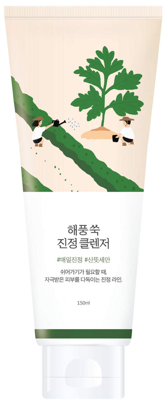 Round Lab - Mugwort Calming Cleanser - Заспокійлива очищувальна пінка з морським полином, 150 мл.